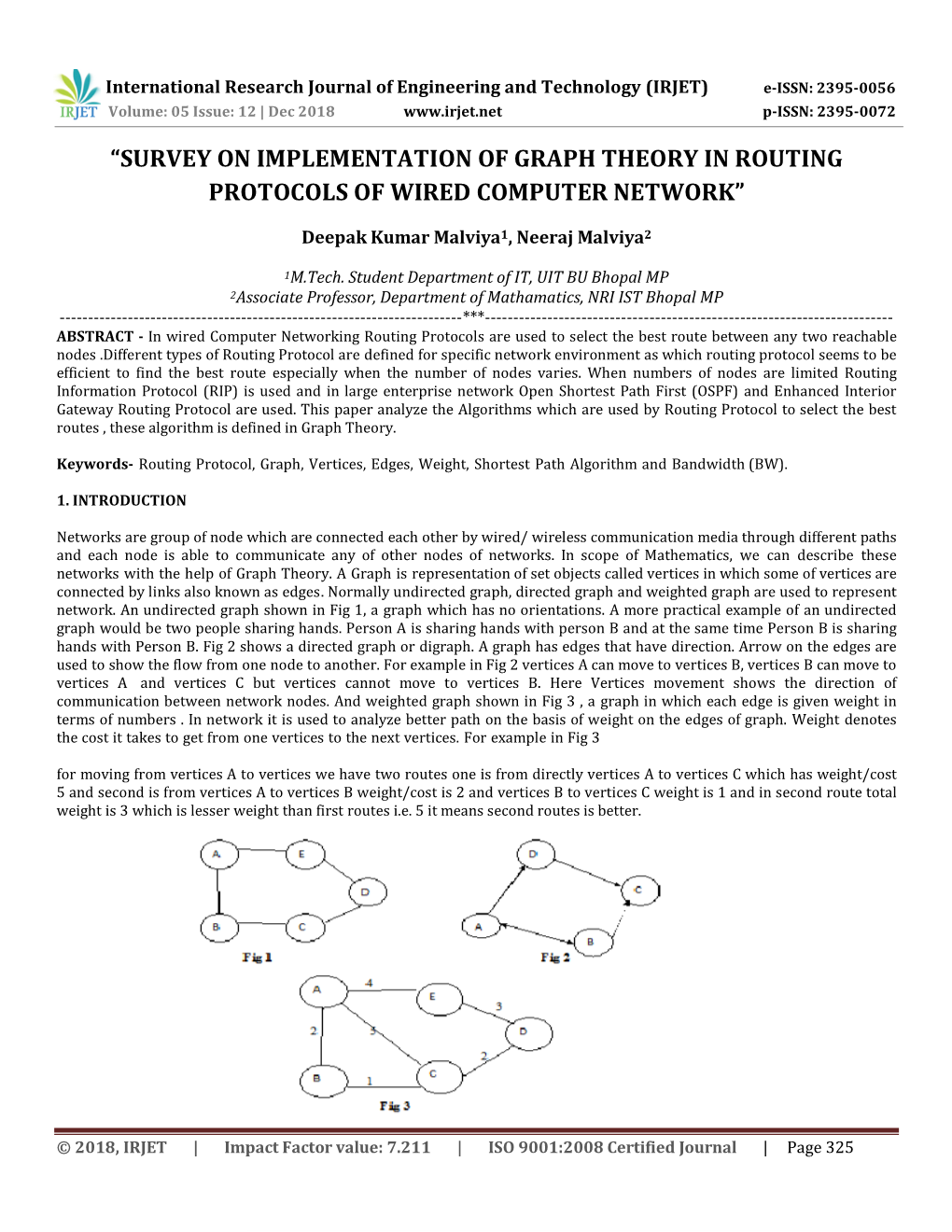 Survey on Implementation of Graph Theory in Routing Protocols of Wired Computer Network”