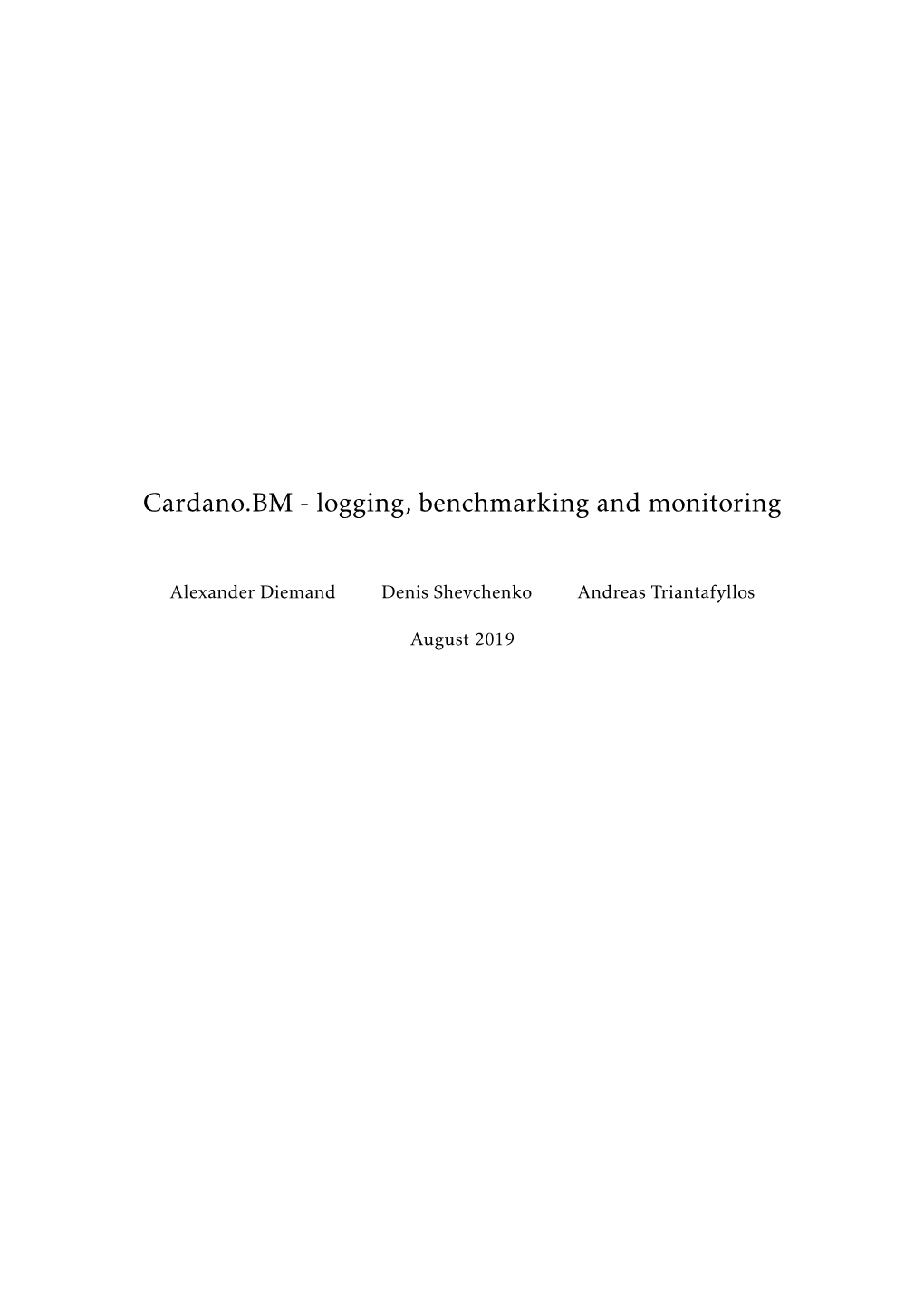 Cardano.BM - Logging, Benchmarking and Monitoring