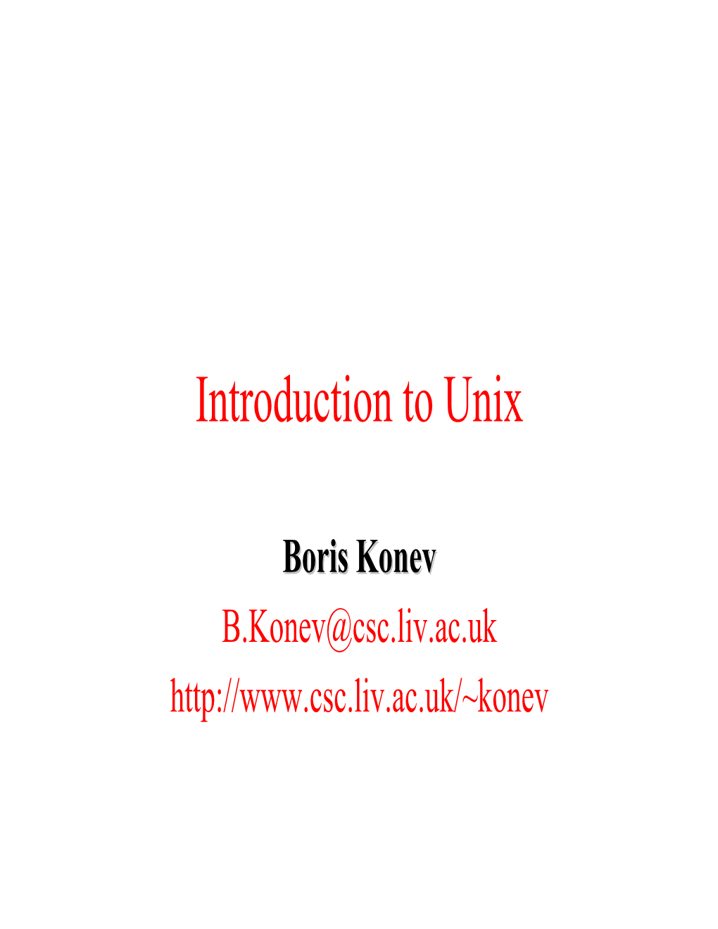 Introduction to Unix