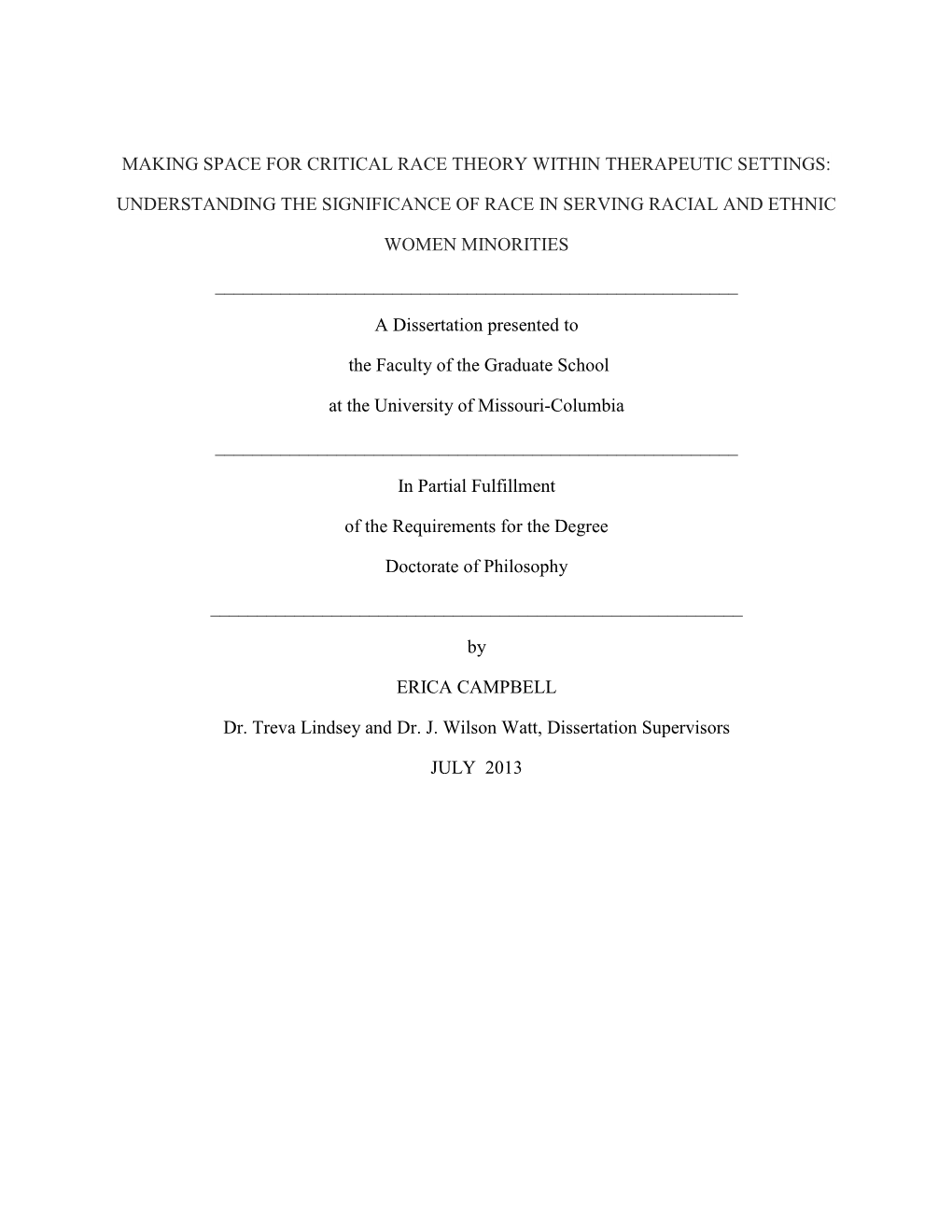 Making Space for Critical Race Theory Within Therapeutic Settings