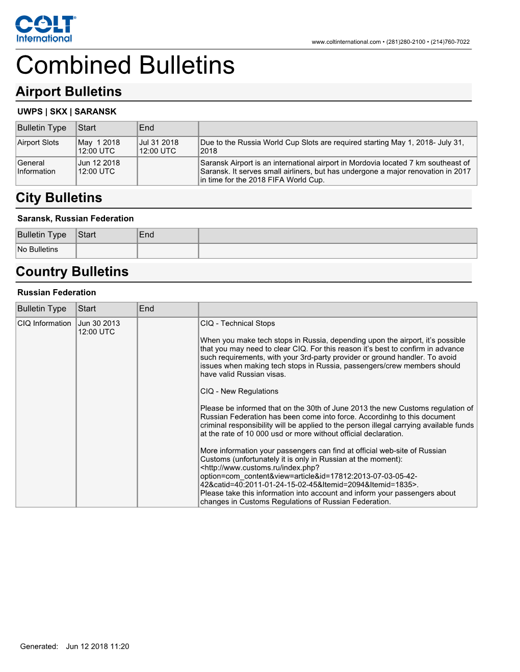 Combined Bulletins Airport Bulletins