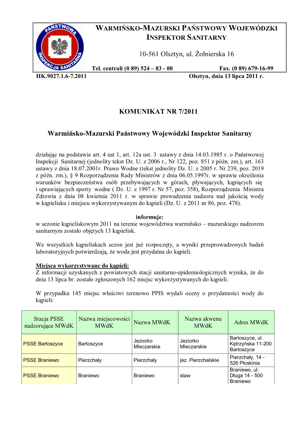 Warmińsko-Mazurski Państwowy Wojewódzki Inspektor Sanitarny