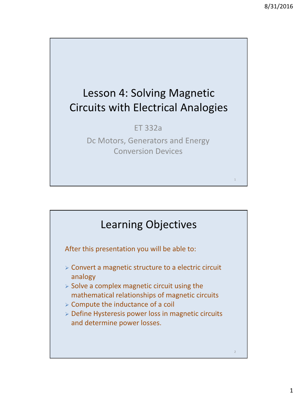 Lesson 4: Solving Magnetic Circuits with Electrical Analogies