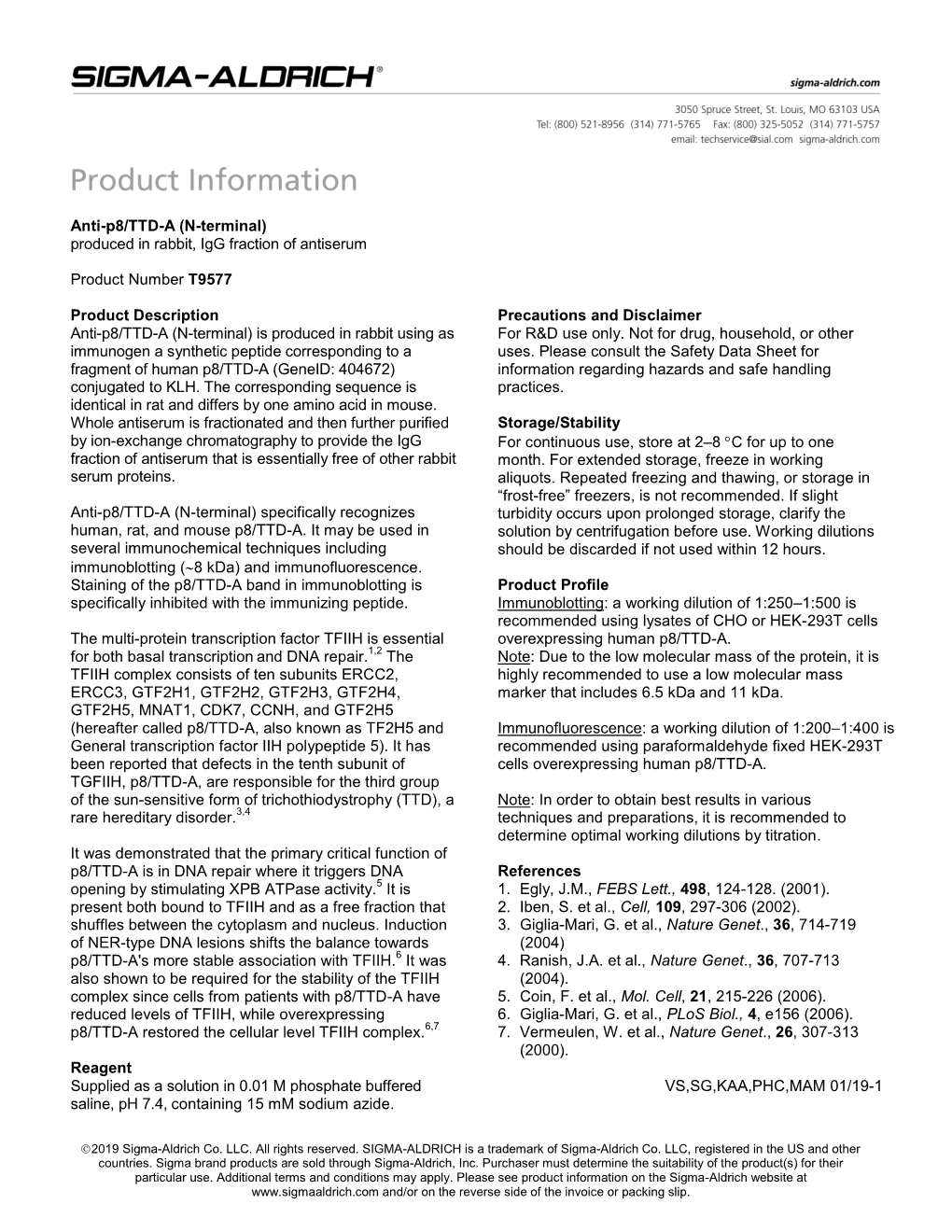 Anti-P8/TTD-A (N-Terminal) Produced in Rabbit, Igg Fraction of Antiserum