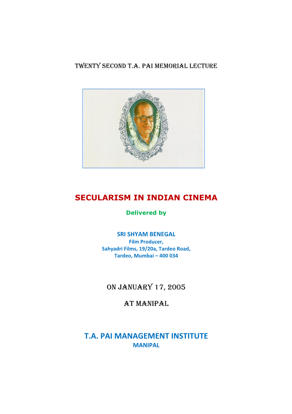 Secularism in Indian Cinema