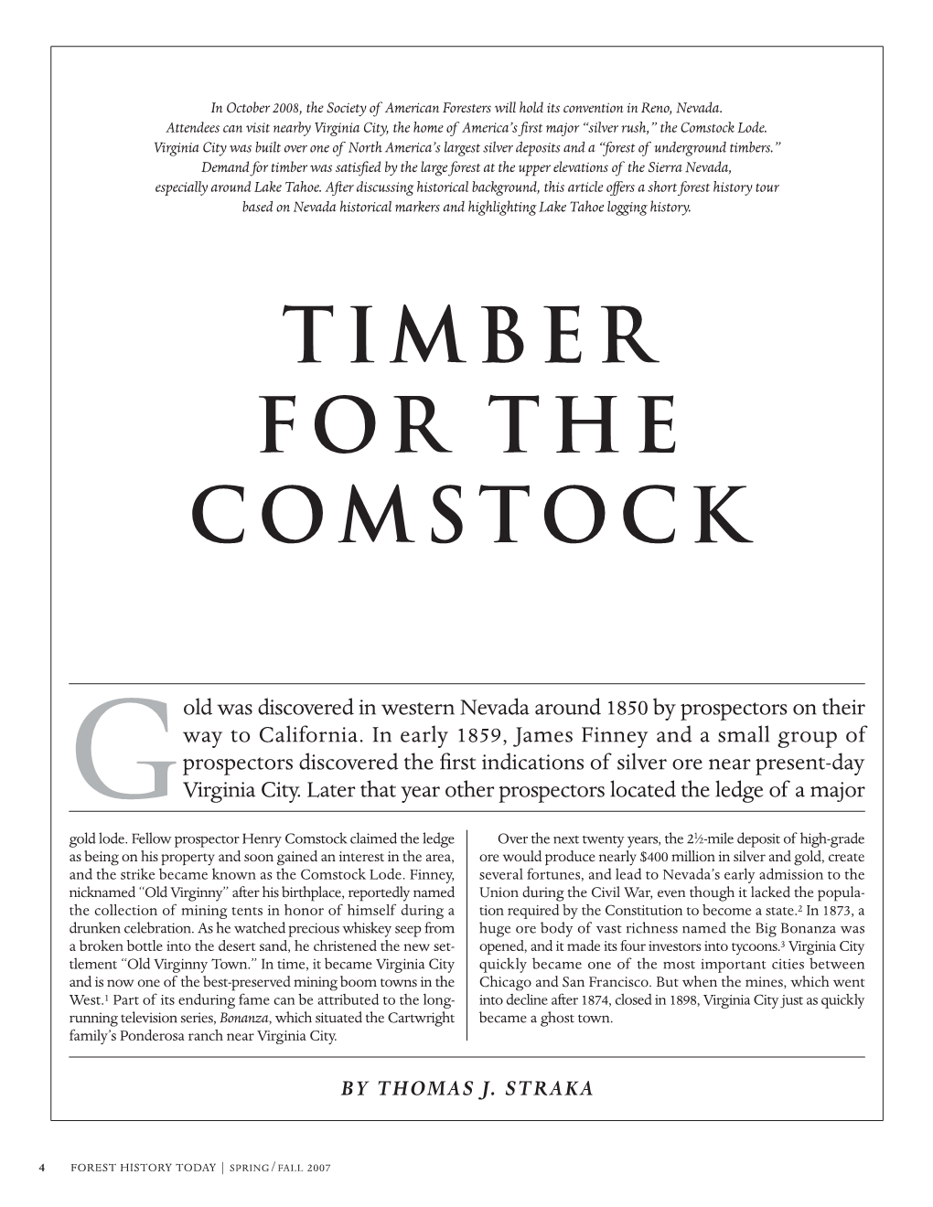 Timber for the Comstock