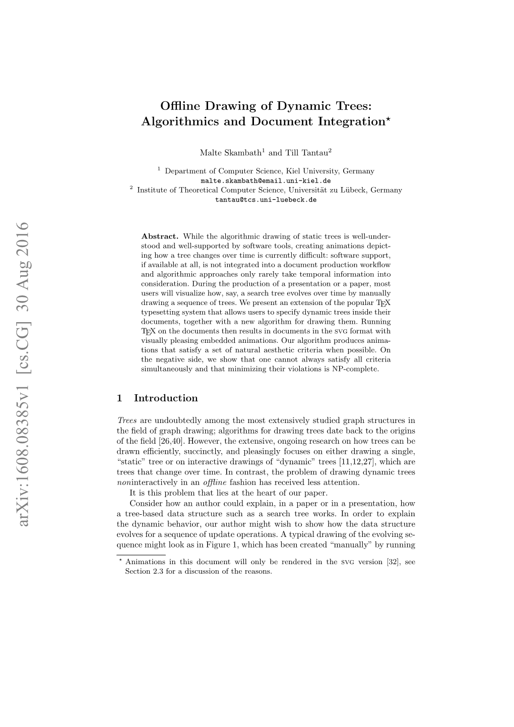 Offline Drawing of Dynamic Trees: Algorithmics and Document