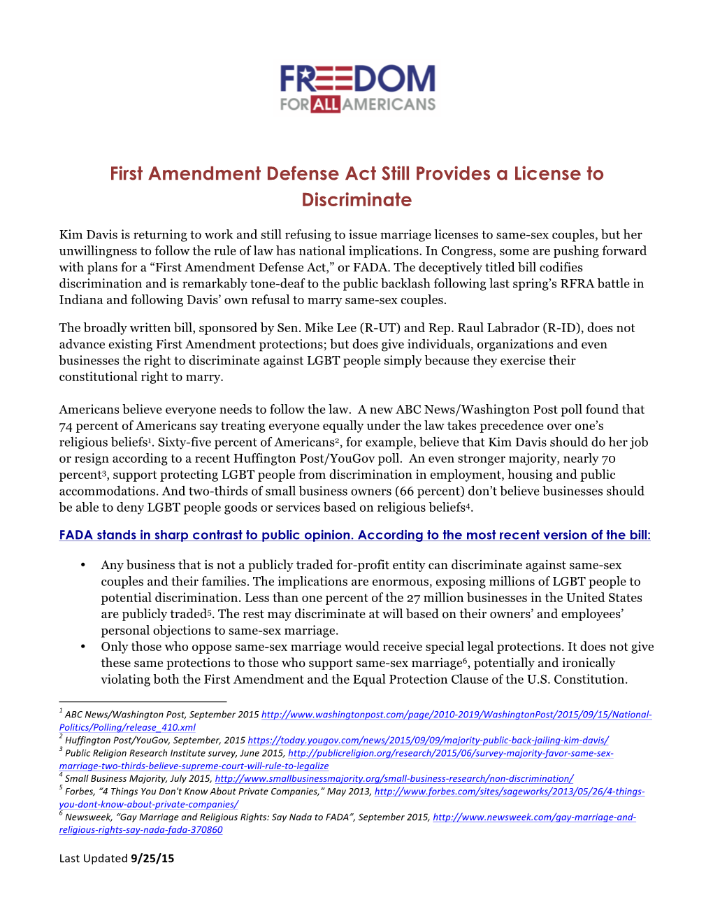 First Amendment Defense Act Still Provides a License to Discriminate