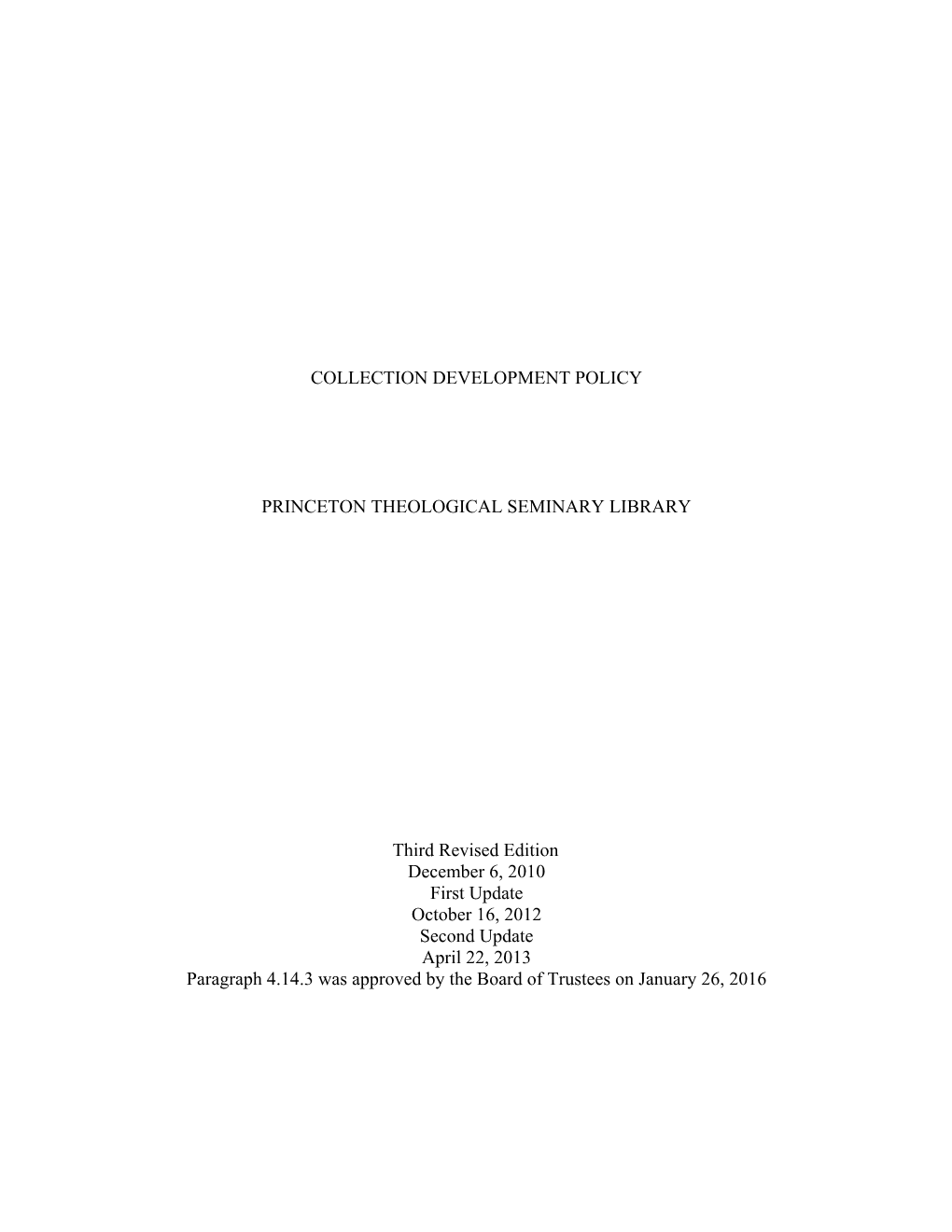 Collection Development Policy Document