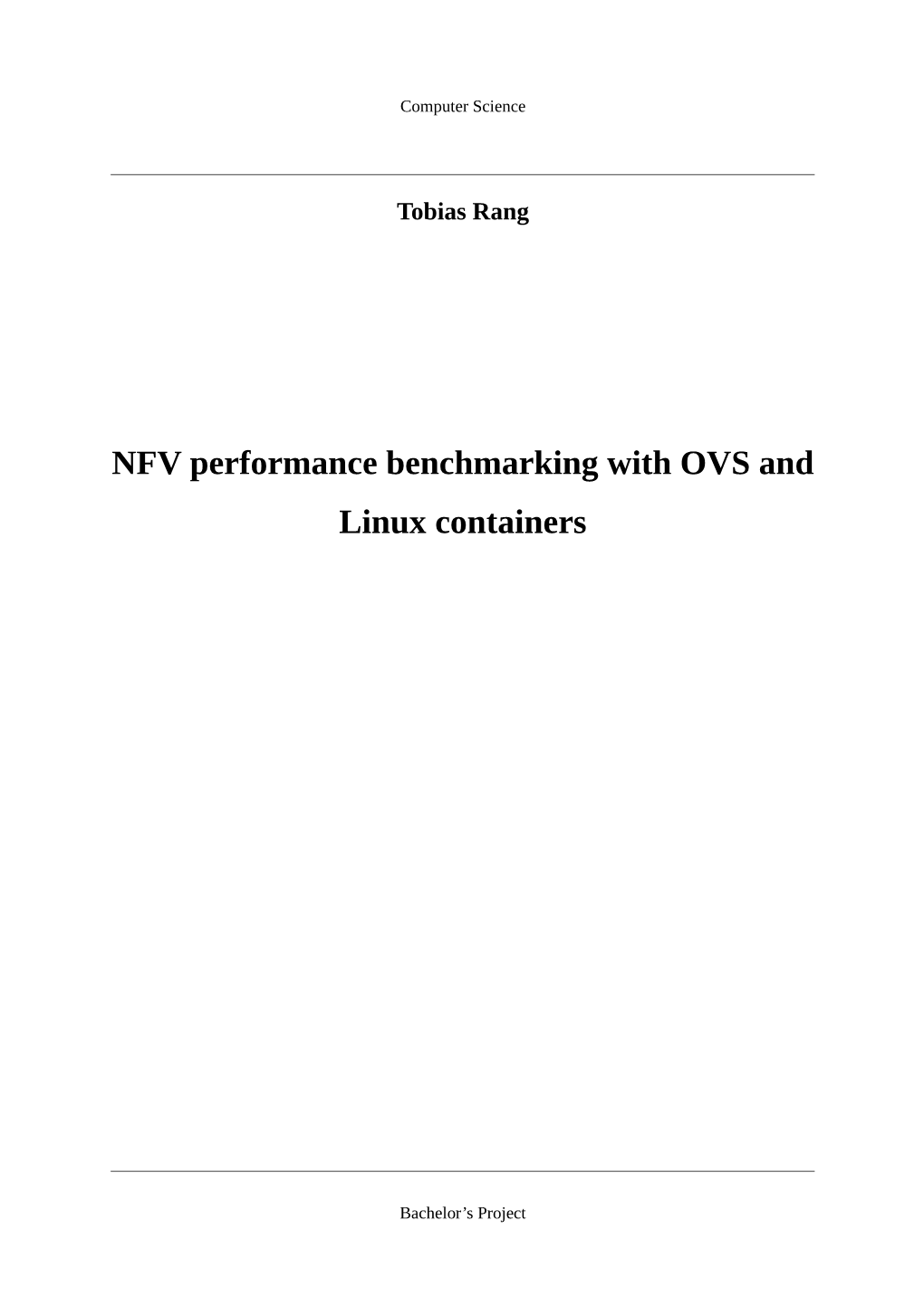 NFV Performance Benchmarking with OVS and Linux Containers