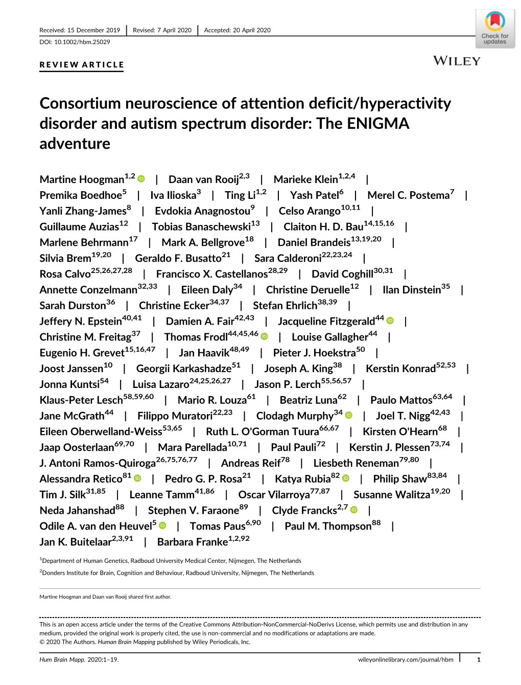 Consortium Neuroscience of Attention Deficit/Hyperactivity Disorder and Autism Spectrum Disorder: the ENIGMA Adventure