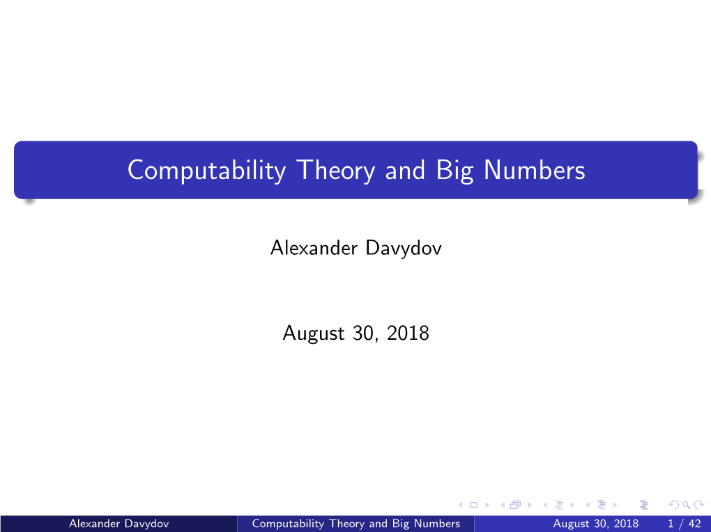 Computability Theory and Big Numbers