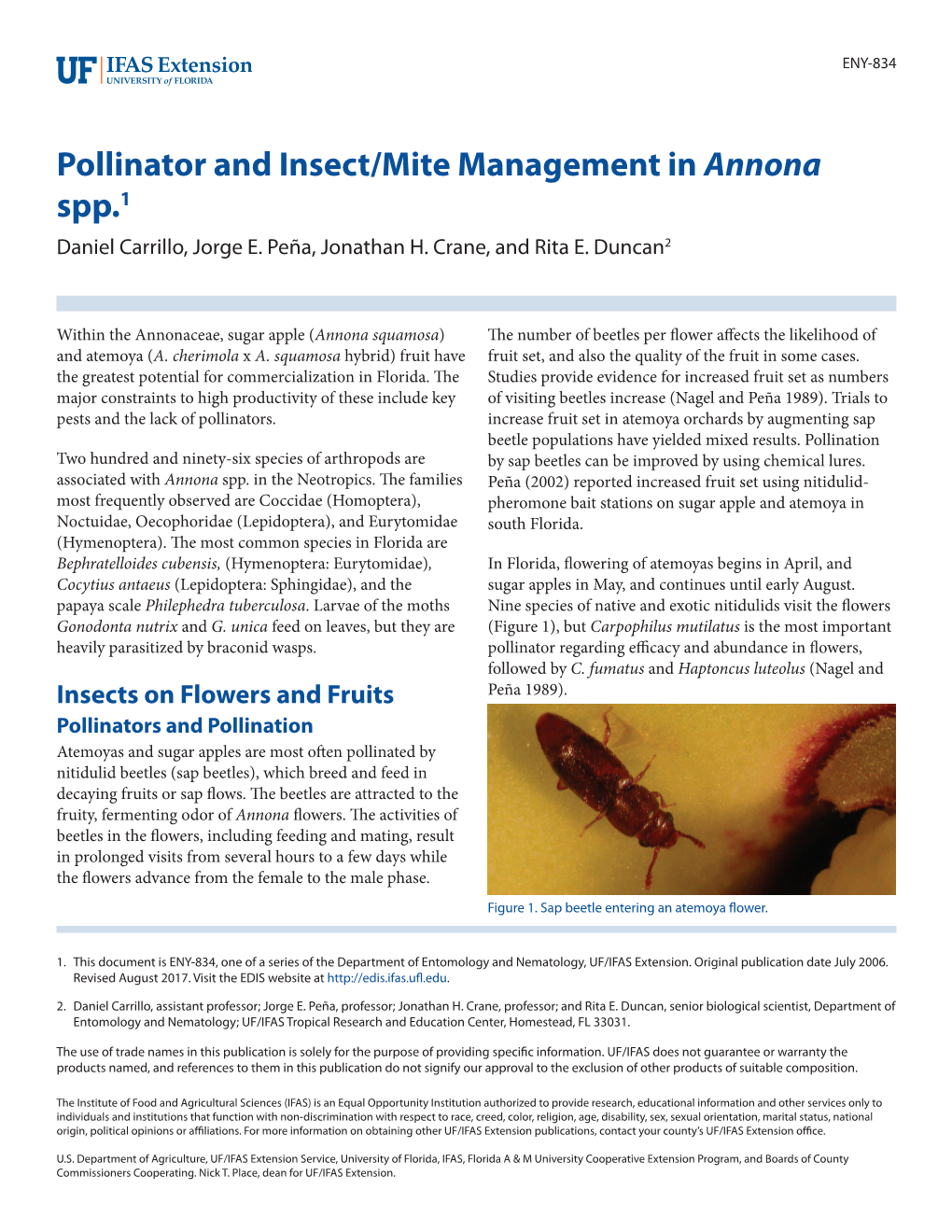 Pollinator and Insect/Mite Management in Annona Spp.1 Daniel Carrillo, Jorge E