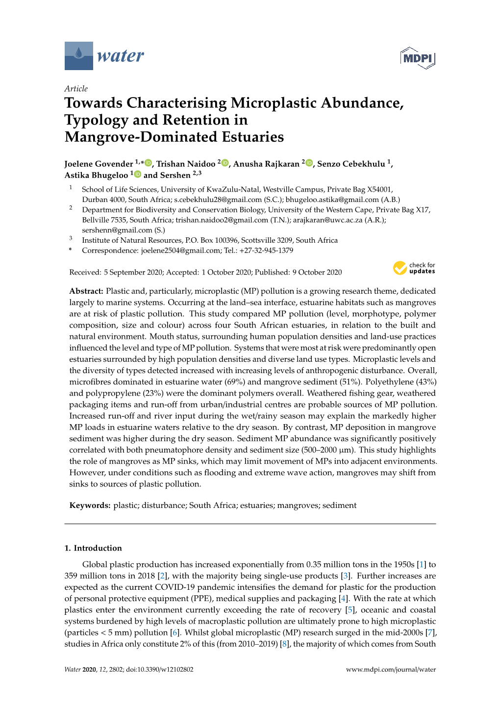 Towards Characterising Microplastic Abundance, Typology and Retention in Mangrove-Dominated Estuaries