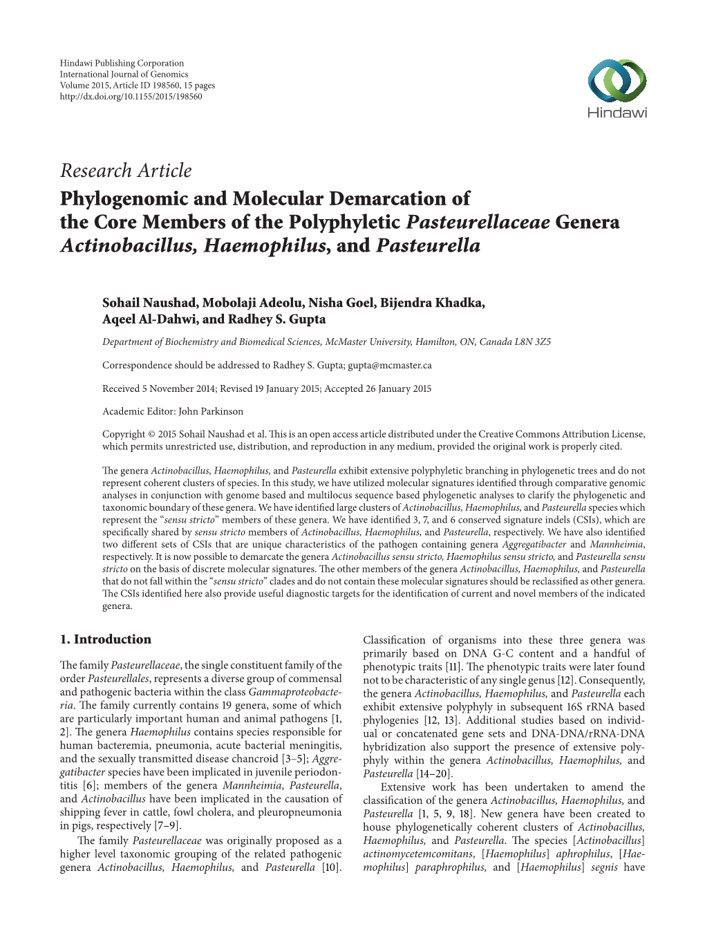 Phylogenomic and Molecular Demarcation of the Core Members of the Polyphyletic Pasteurellaceae Genera Actinobacillus, Haemophilus,Andpasteurella