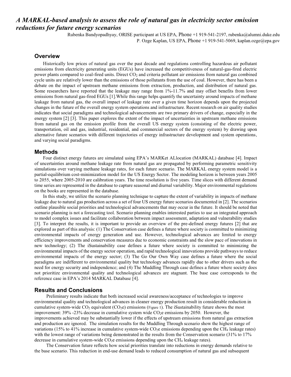 A MARKAL-Based Analysis to Assess the Role of Natural Gas in Electricity