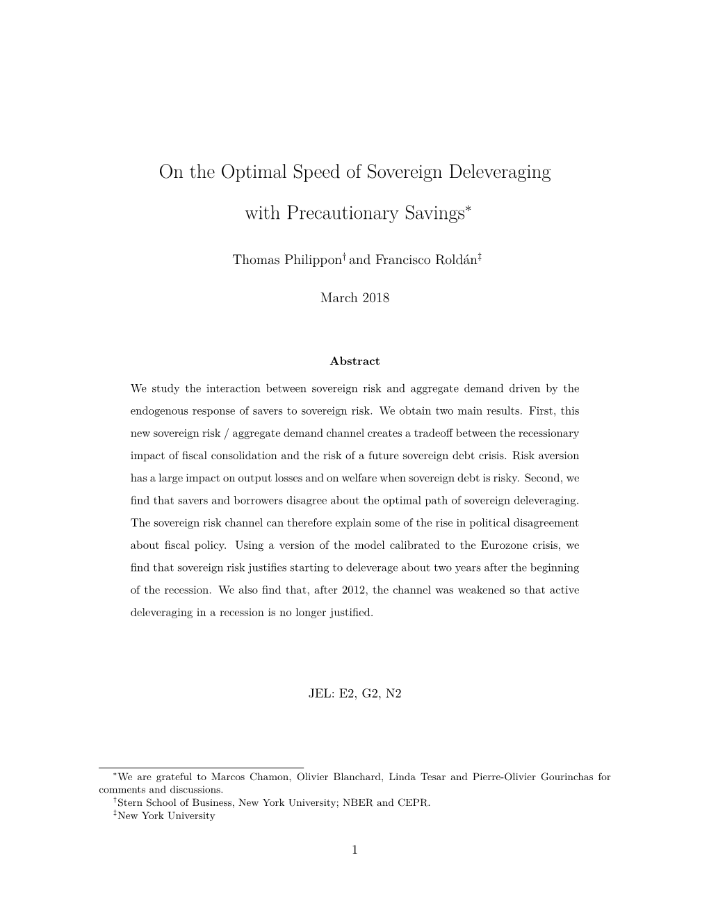 On the Optimal Speed of Sovereign Deleveraging