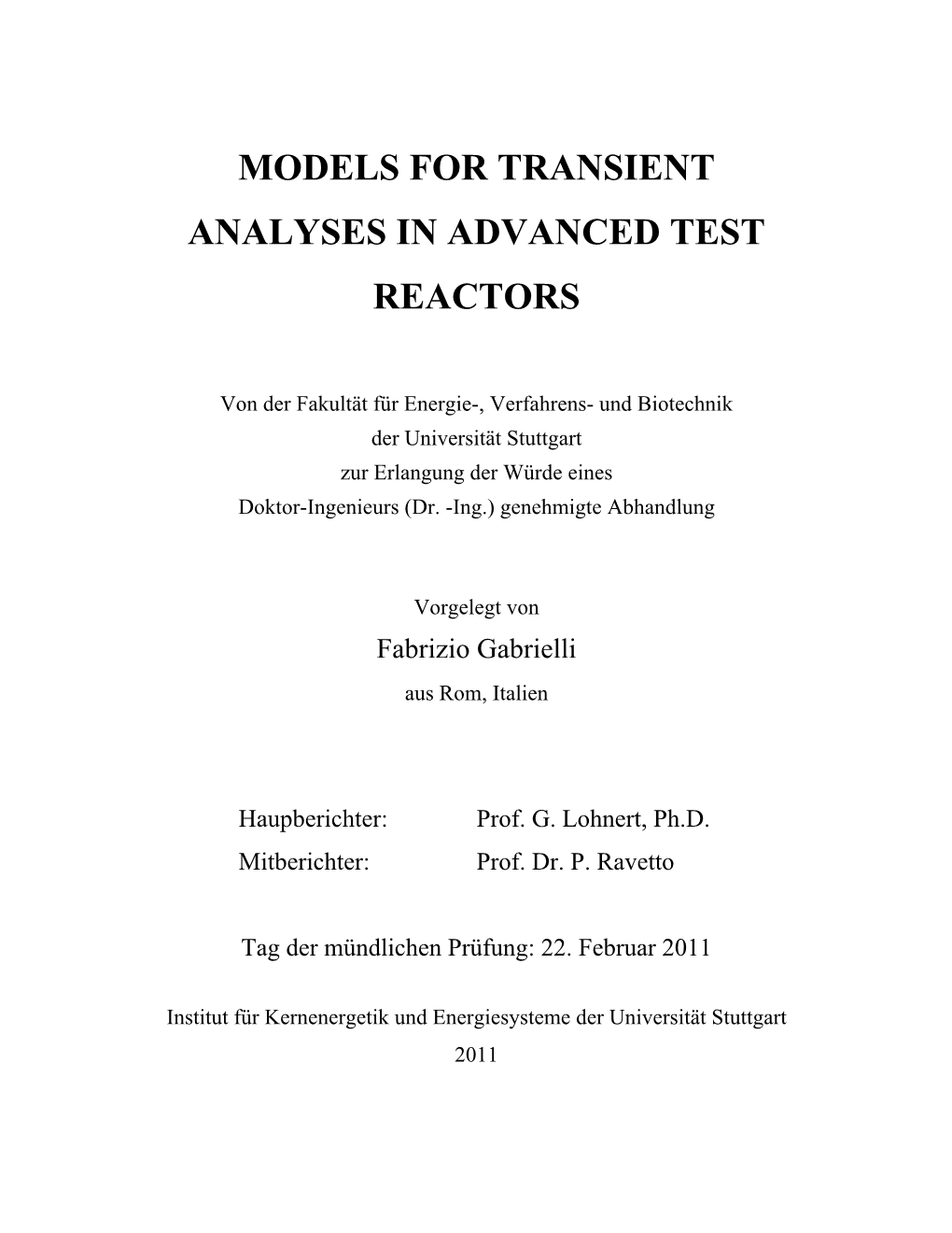 Models for Transient Analyses in Advanced Test Reactors