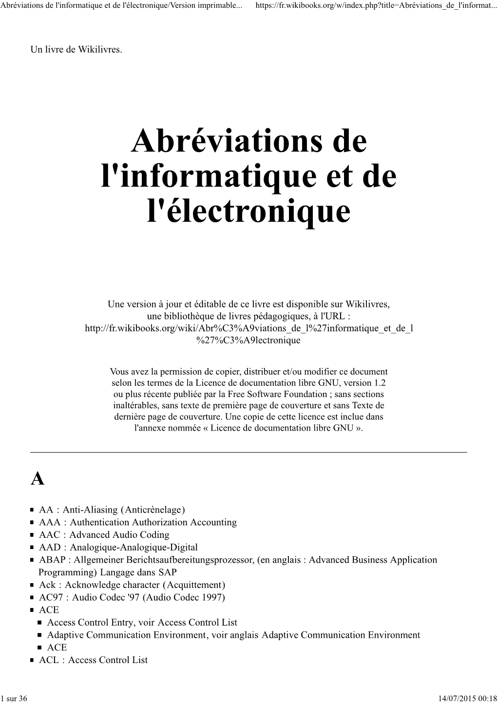 Abréviations De L'informatique Et De L'électronique/Version Imprimable