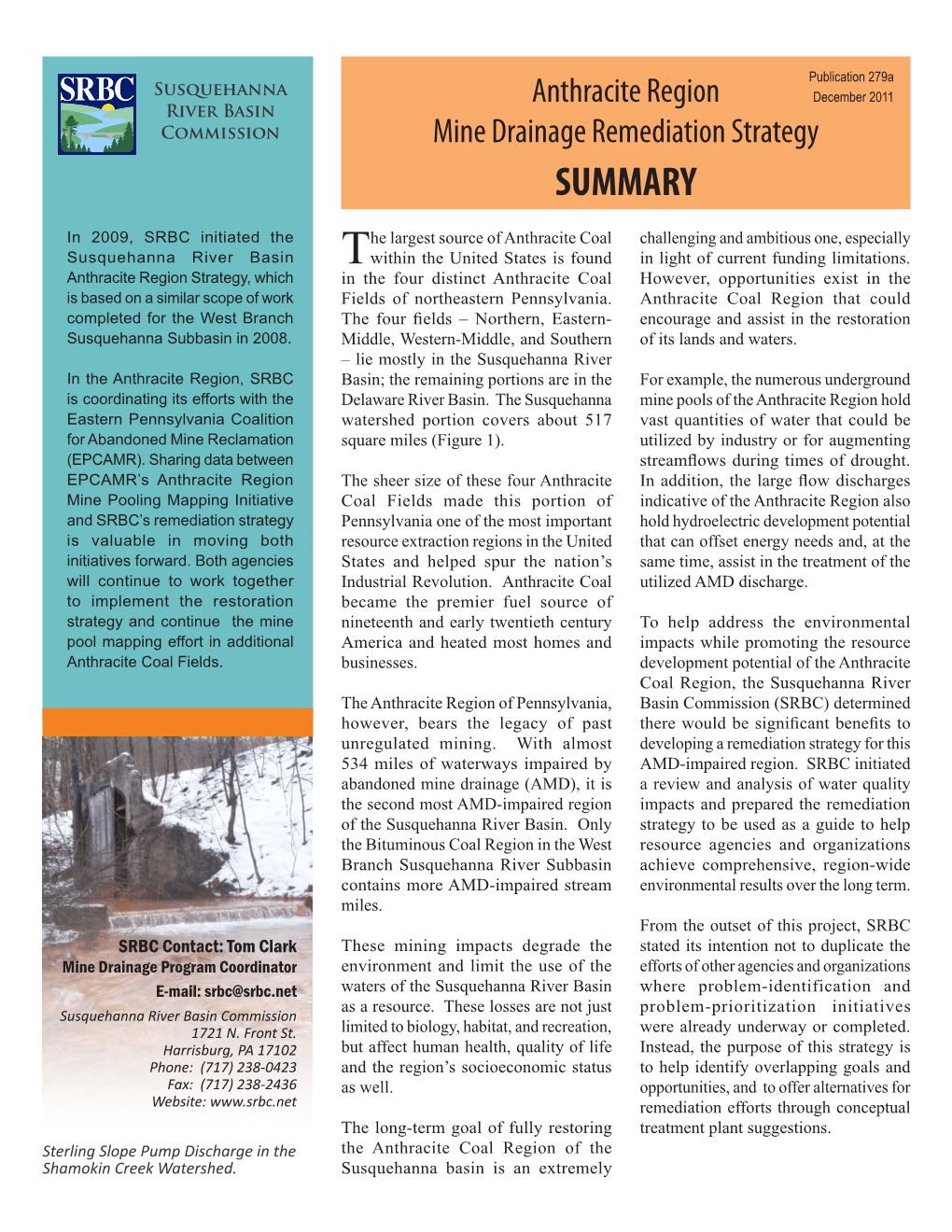 Anthracite Mine Drainage Strategy Summary