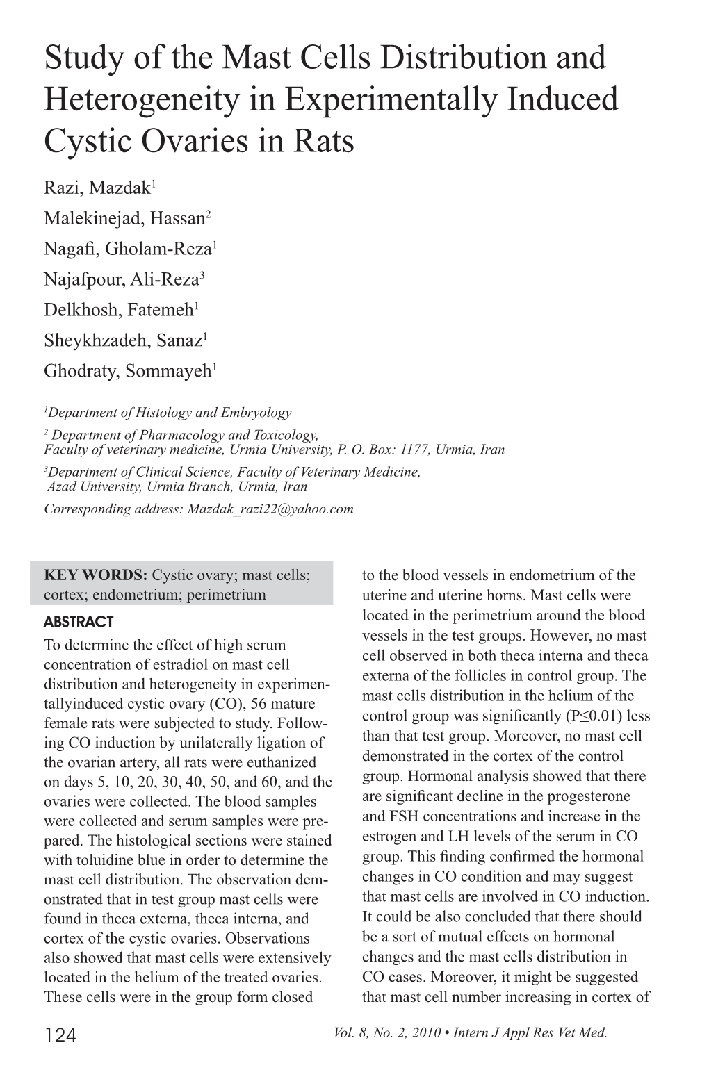 Study of the Mast Cells Distribution and Heterogeneity In