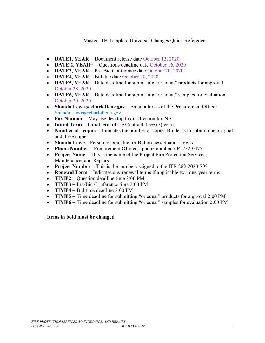 Master ITB Template Universal Changes Quick Reference