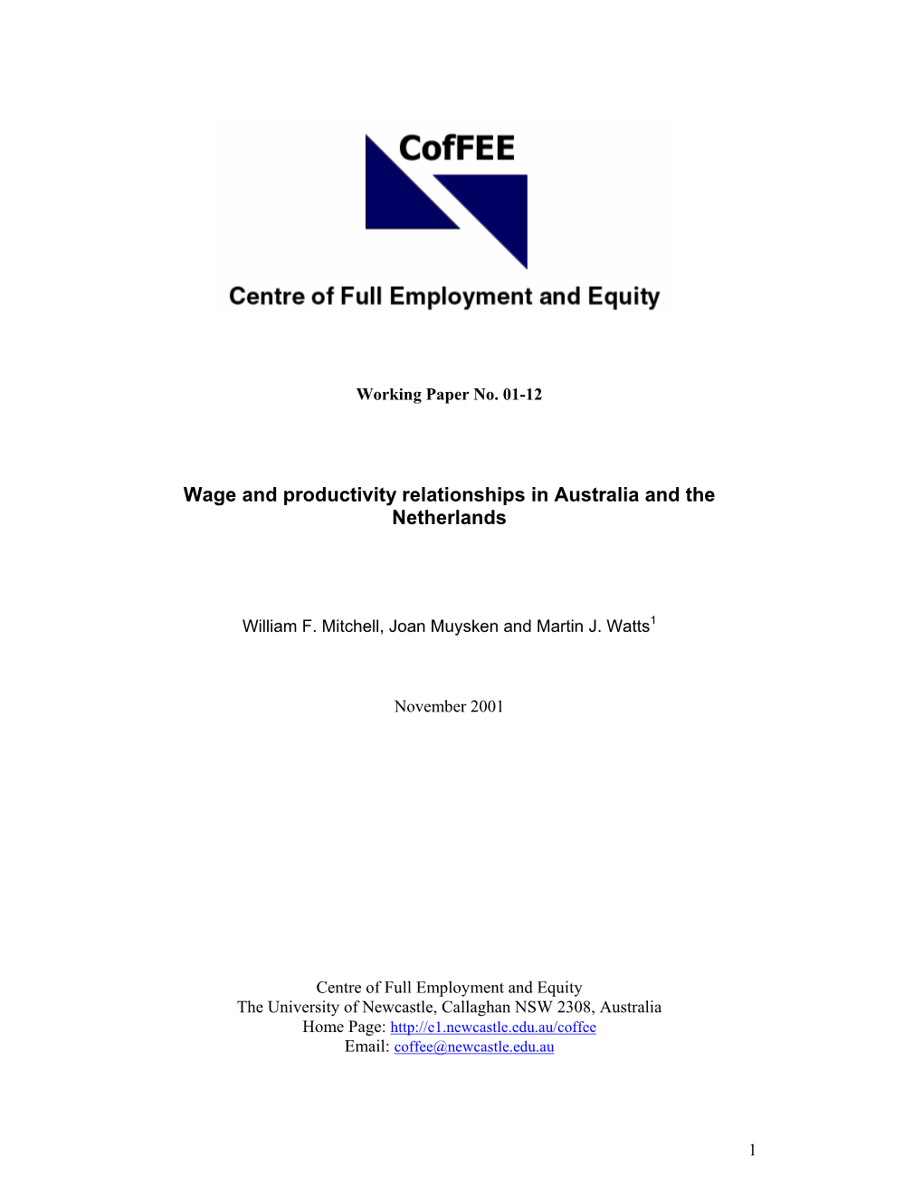 Wage and Productivity Relationships in Australia and the Netherlands