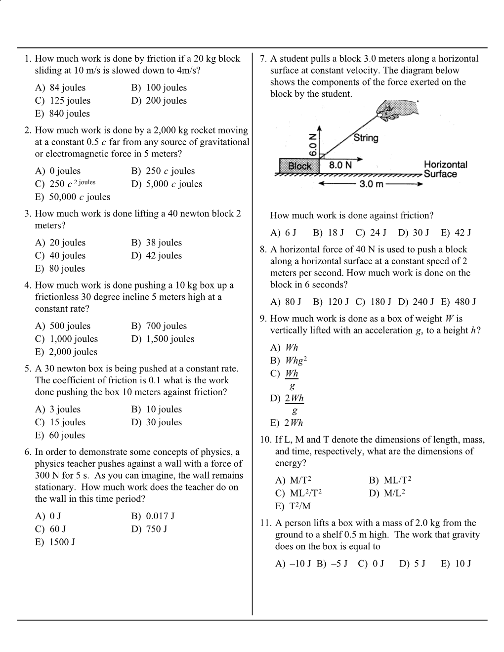 1. How Much Work Is Done by Friction If a 20 Kg Block 7