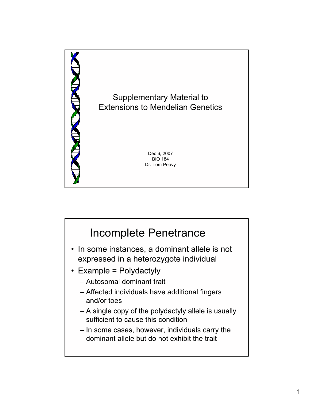 Incomplete Penetrance