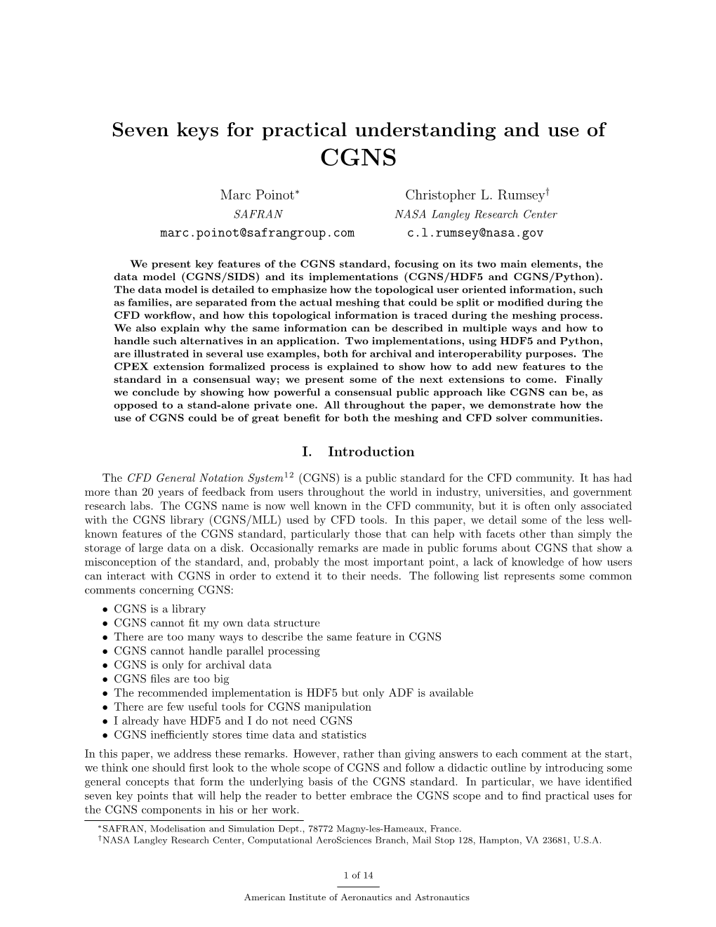 Seven Keys for Practical Understanding and Use of CGNS