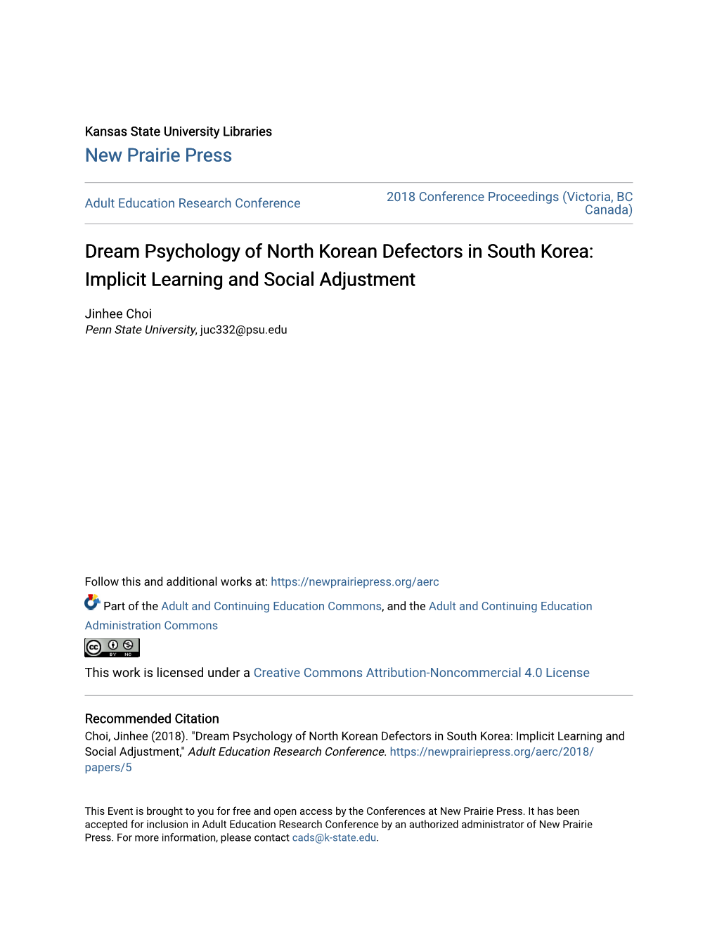 Dream Psychology of North Korean Defectors in South Korea: Implicit Learning and Social Adjustment