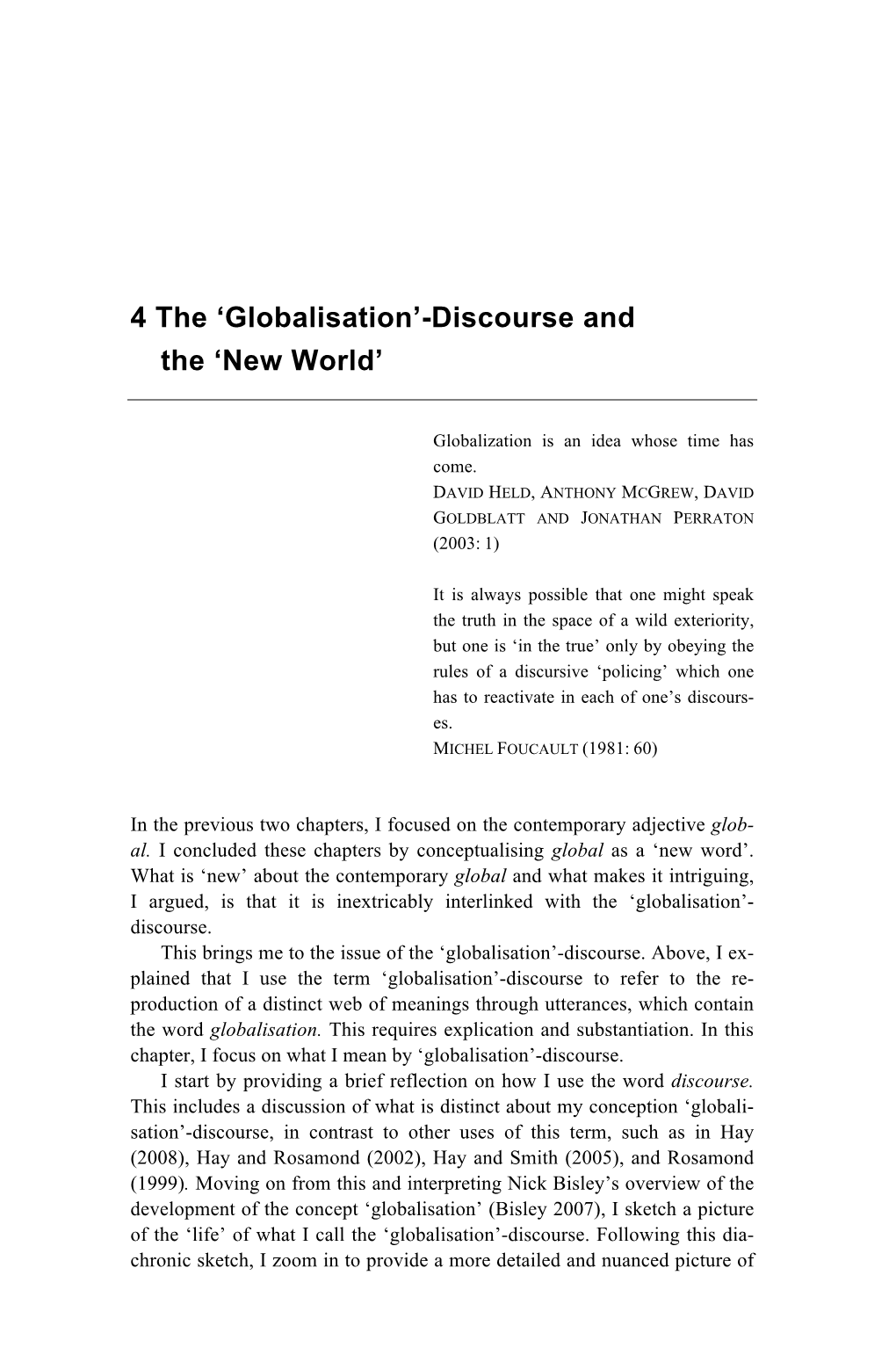 4 the 'Globalisation'-Discourse and the 'New World'