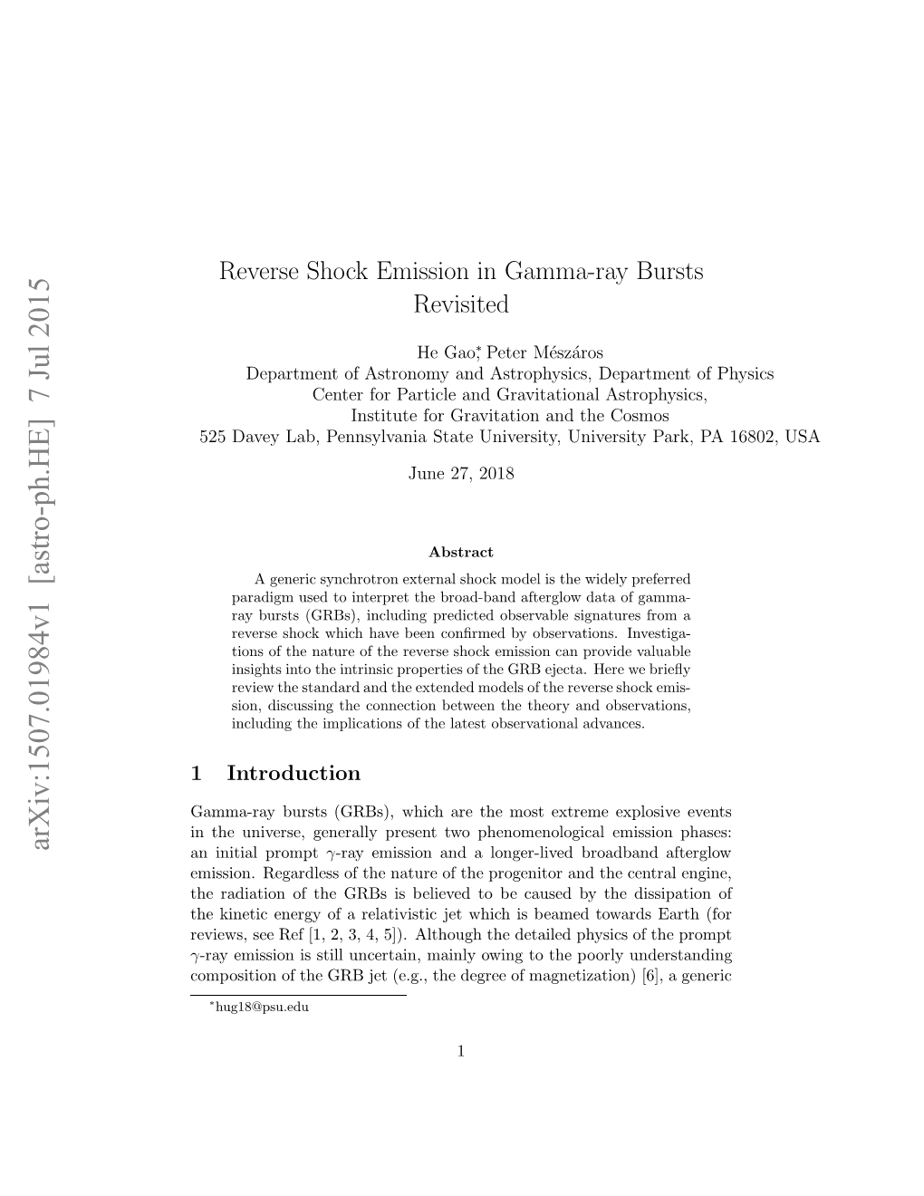 Reverse Shock Emission in Gamma-Ray Bursts Revisited