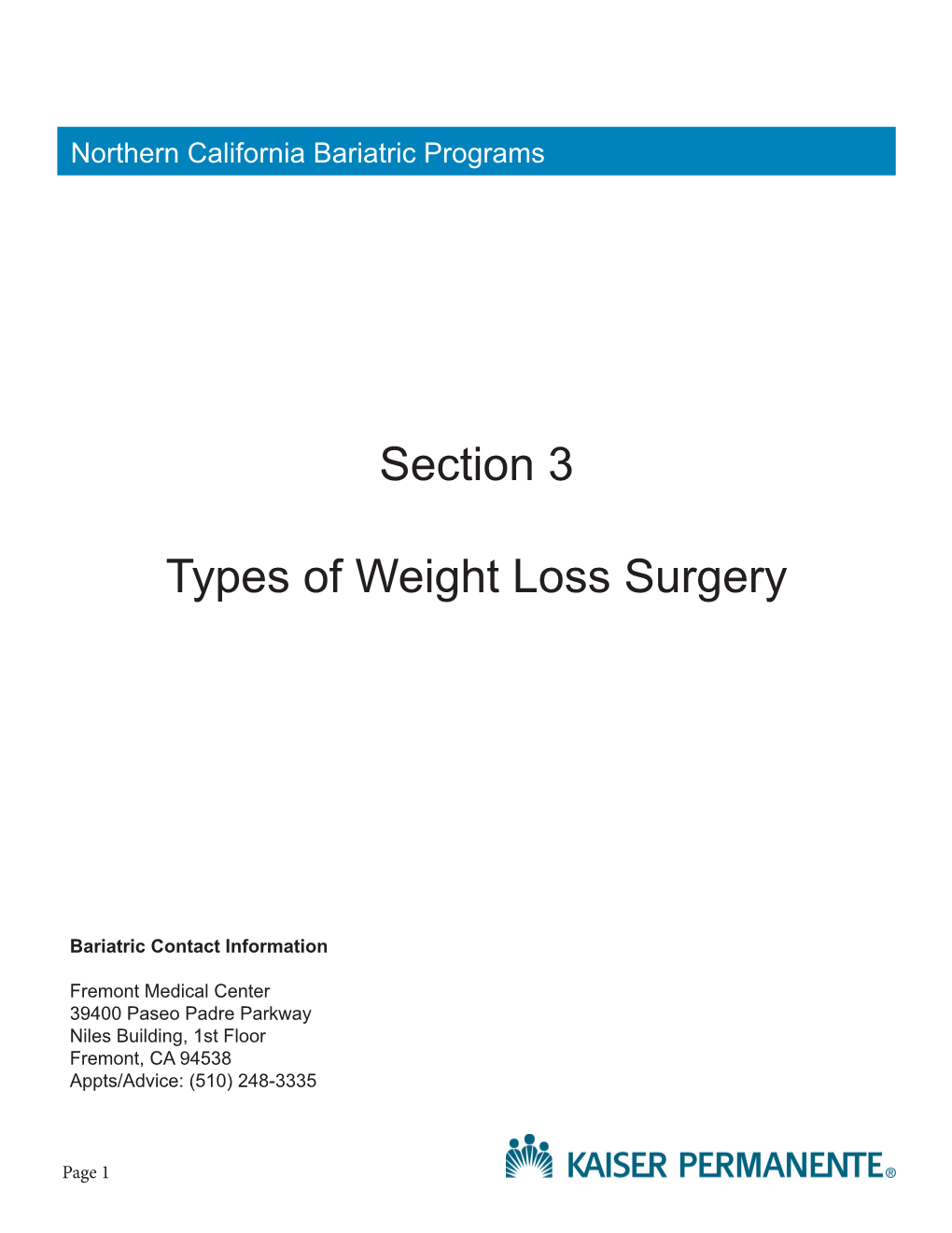 Section 3 Types of Weight Loss Surgery