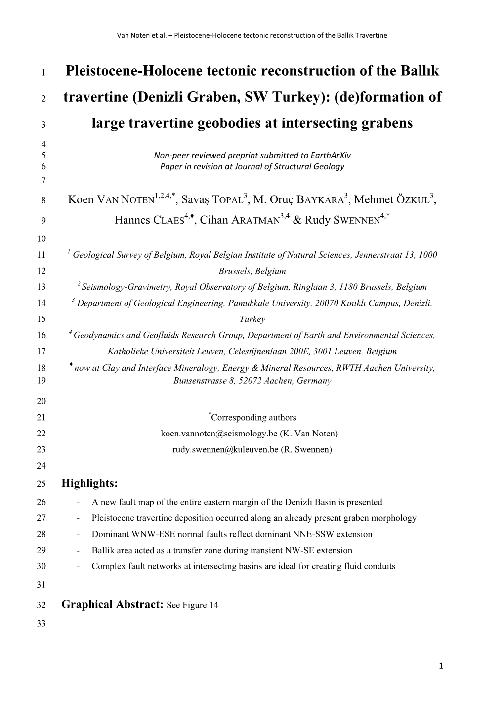 Pleistocene-Holocene Tectonic Reconstruction of the Ballık Travertine