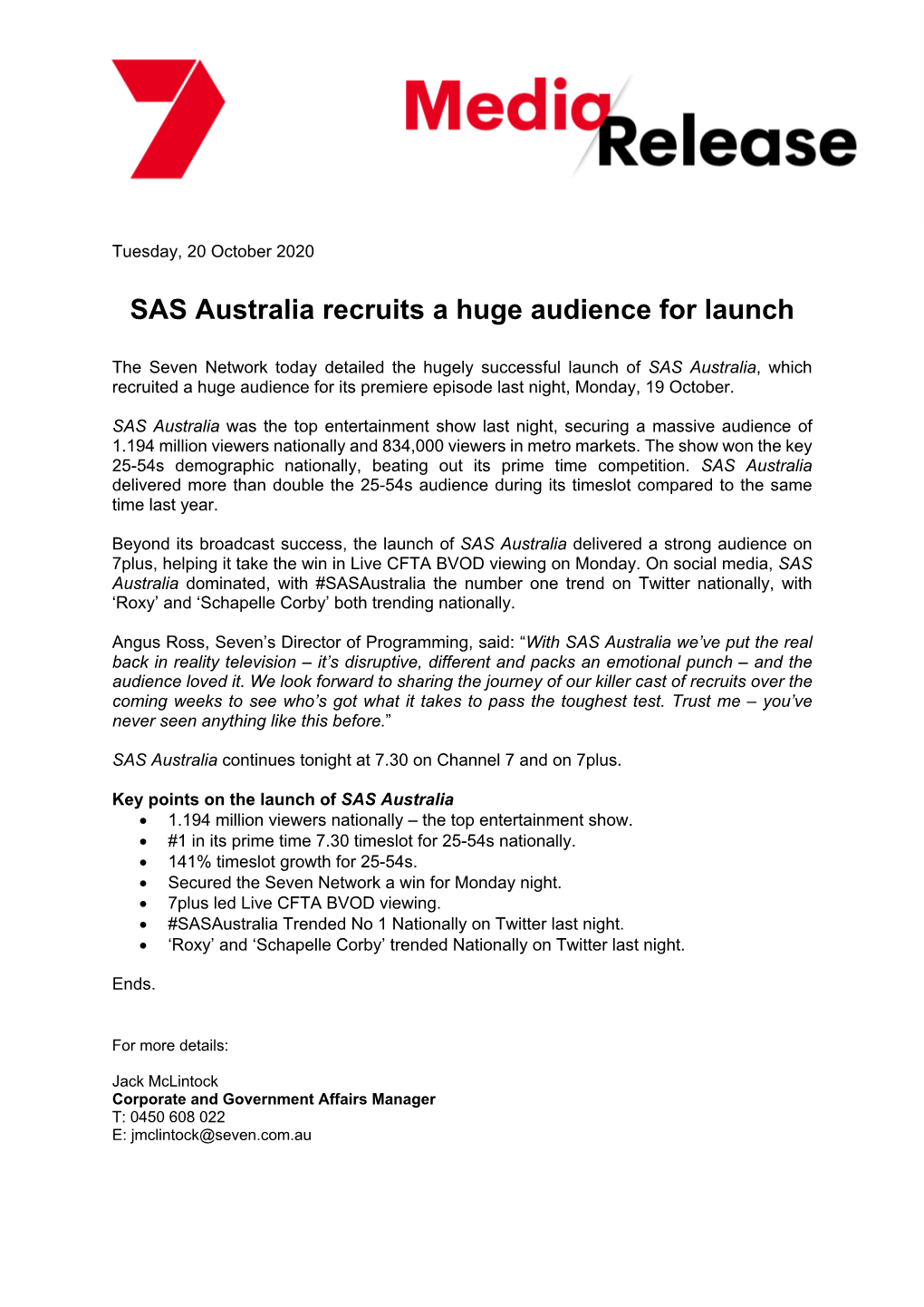 SAS Australia Recruits a Huge Audience for Launch