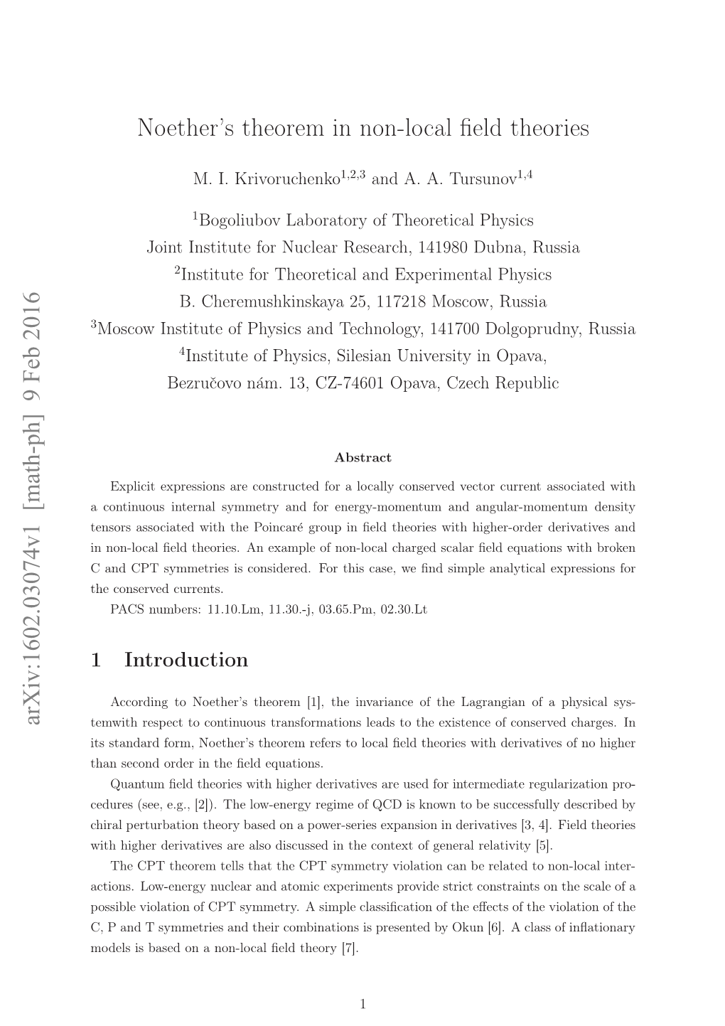 Noether's Theorem in Non-Local Field Theories