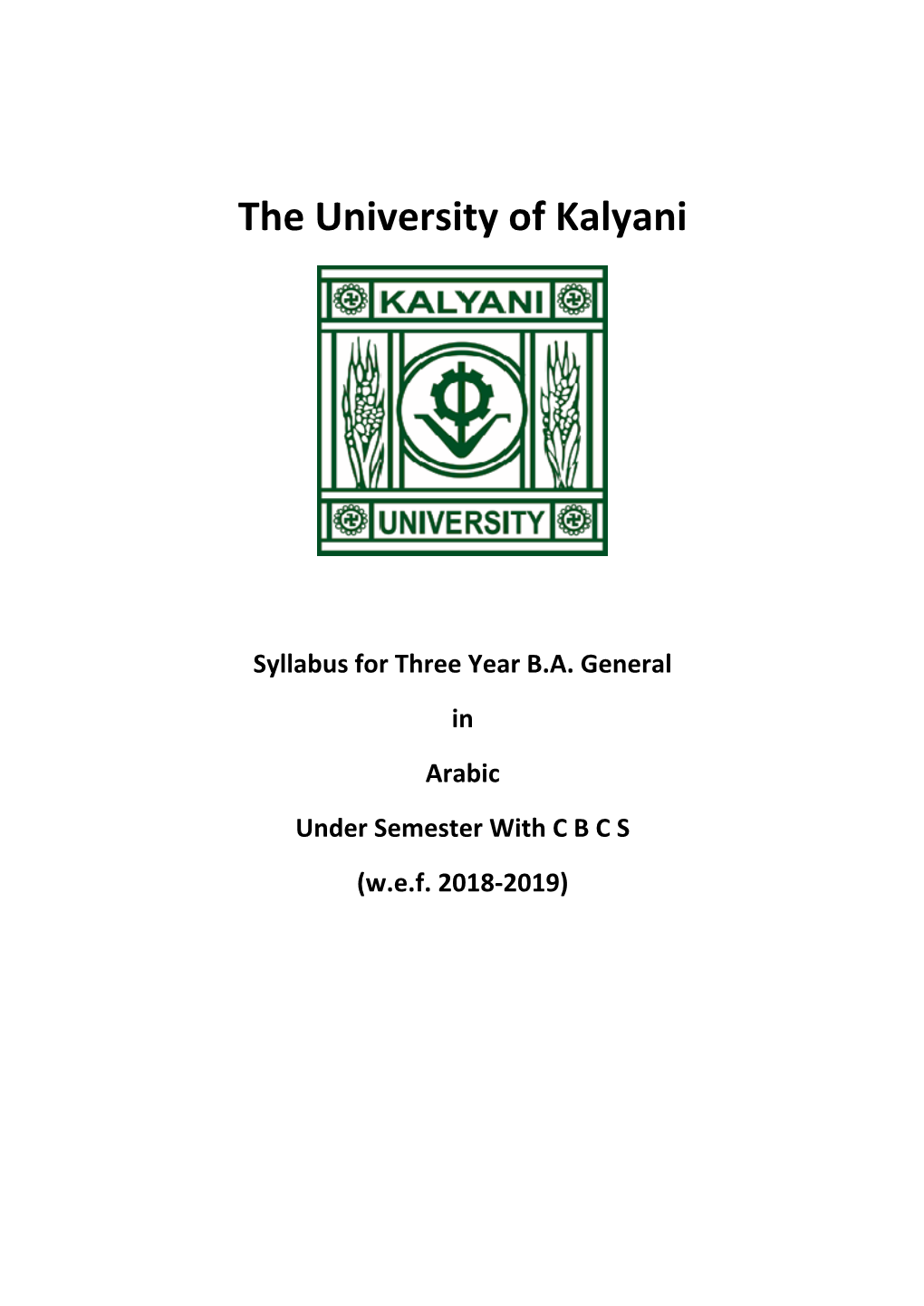 Syllabus for Three Year BA General in Arabic Under Semester with CBCS