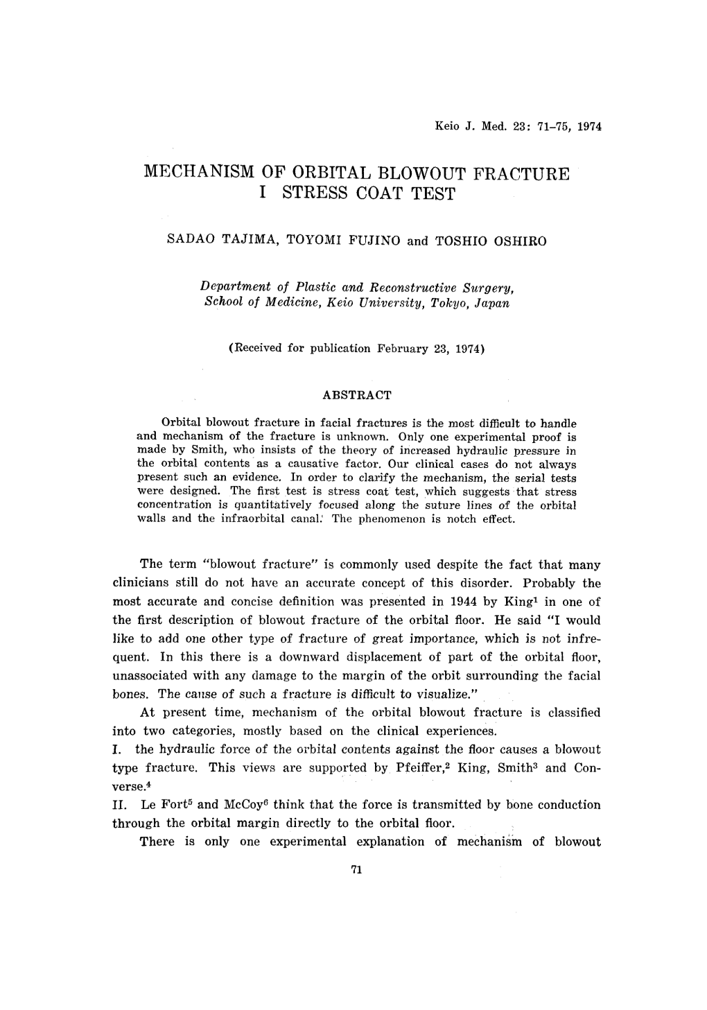 Mechanism of Orbital Blowout Fracture I Stress Coat Test