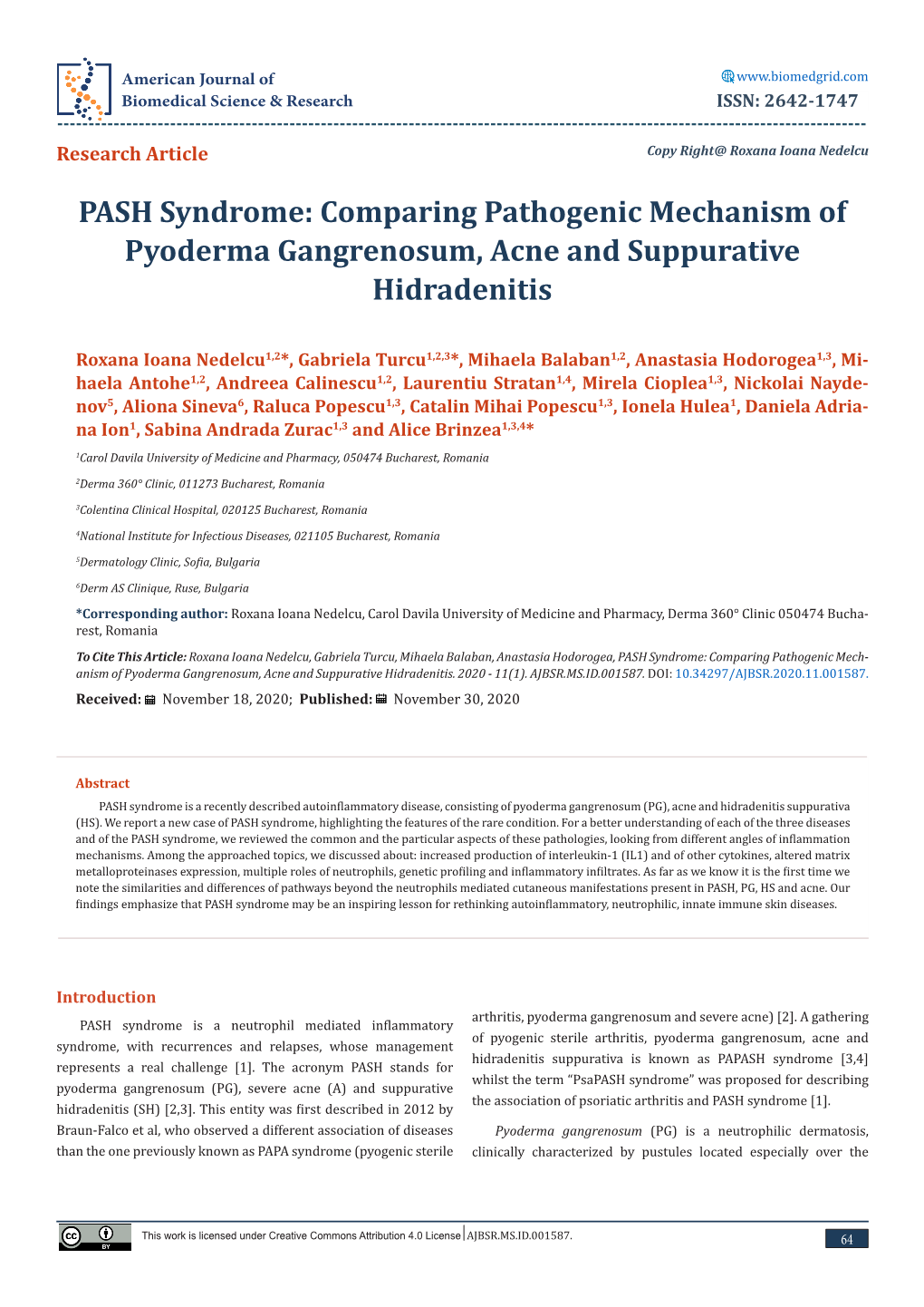 Comparing Pathogenic Mechanism of Pyoderma Gangrenosum, Acne and Suppurative Hidradenitis