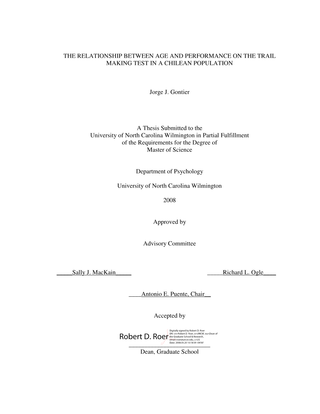 The Relationship Between Age and Performance on the Trail Making Test in a Chilean Population