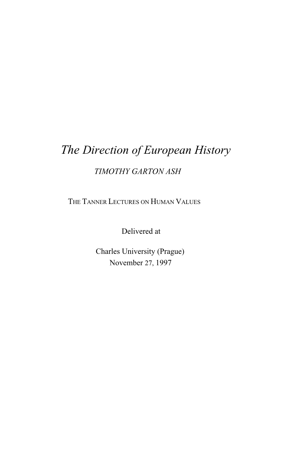 The Direction of European History