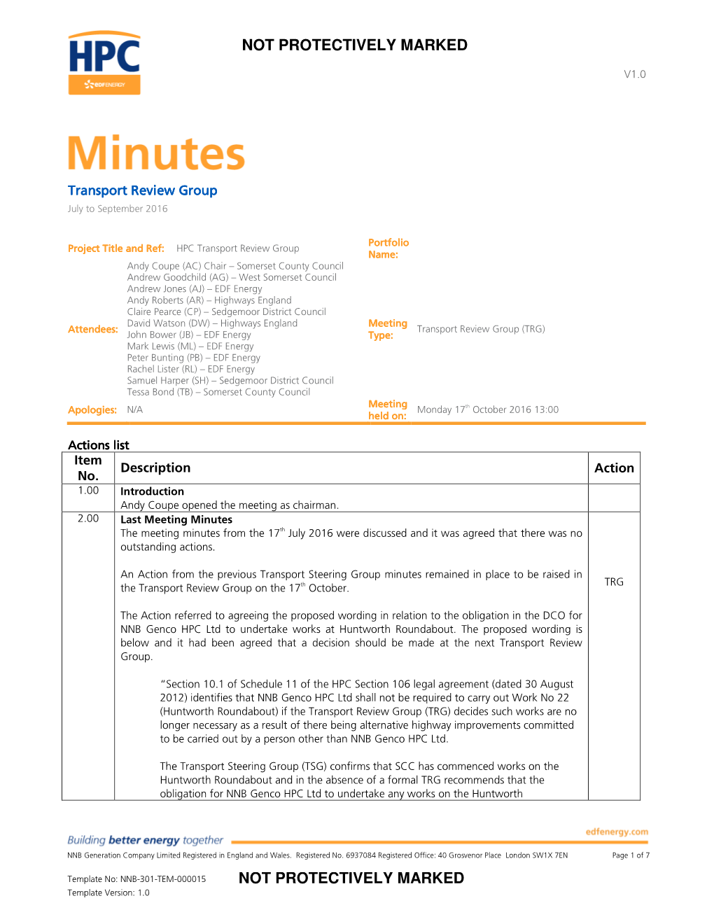 Transport Review Group Minutes July to September 2016