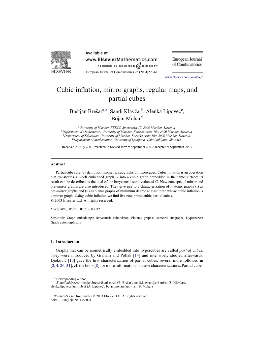 Cubic Inflation, Mirror Graphs, Regular Maps, and Partial Cubes