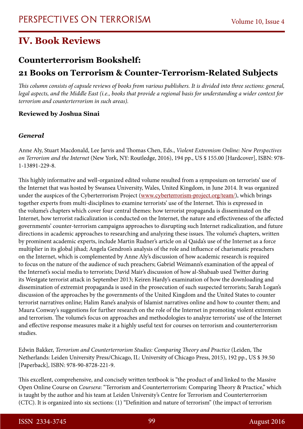 Counterterrorism Bookshelf: 21 Books on Terrorism & Counter-Terrorism-Related Subjects