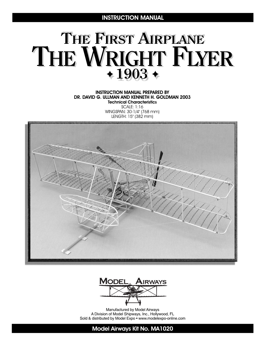 Model Airways Wright Flyer Instruction Manual