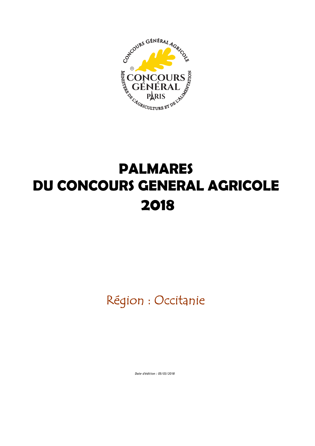 Palmarès Du Concours Général Agricole