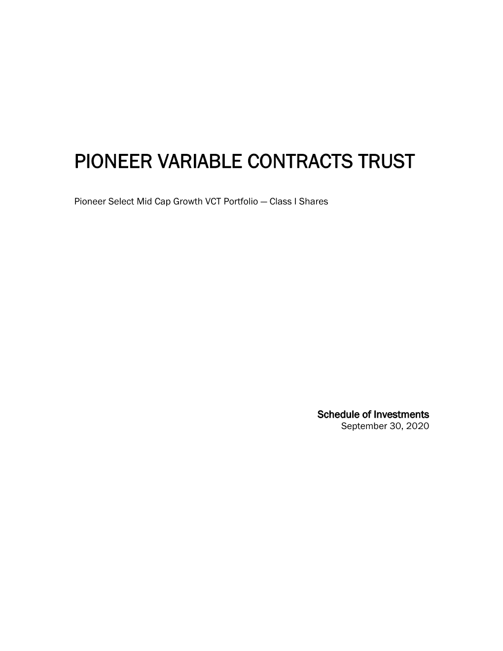Pioneer Variable Contracts Trust