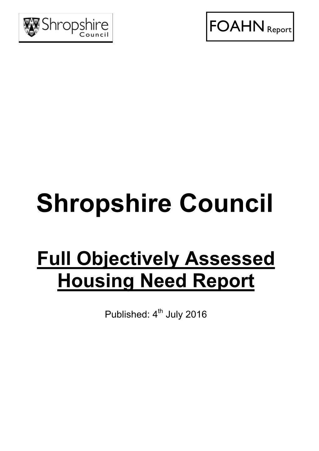 Full Objectively Assessed Housing Need Report