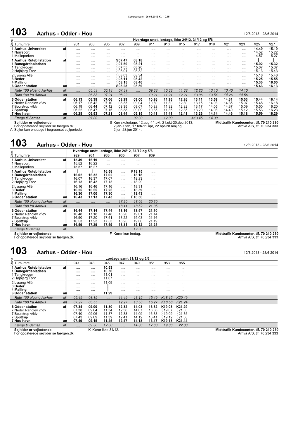 Odder - Hou 12/8 2013 - 28/6 2014 Hverdage Undt